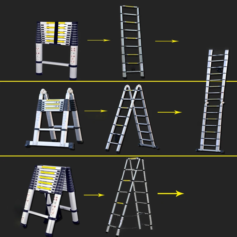 High Quality Thickened Aluminum Alloy Telescopic Extension Ladder for Indoor and Outdoor