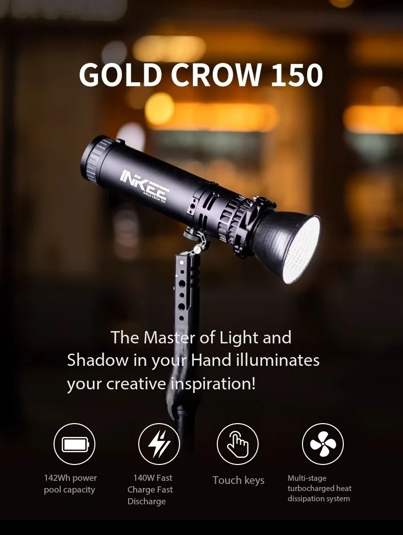 INKEE HD-1 핸들, 골드 크로우 GC60, 골드 크로우 GC30, LED 비디오 조명, 사진 액세서리