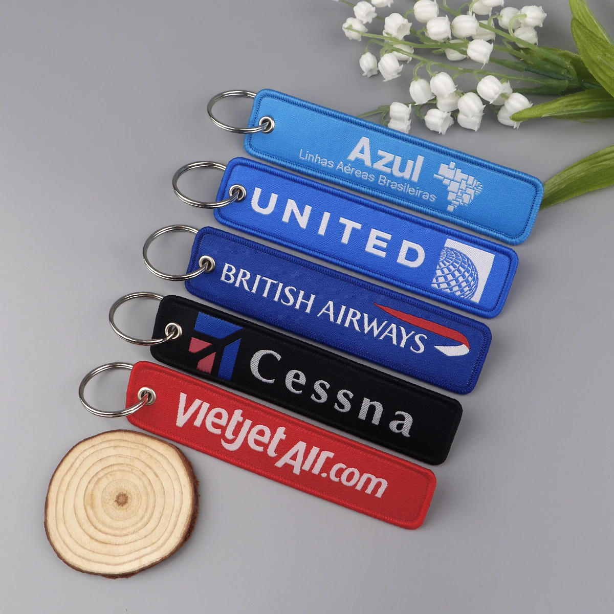 Airline Company Embroidery Key Tag For Motorcycles Cars Backpack Keychain Fashion Keyring Gifts for Men Women Accessoriess