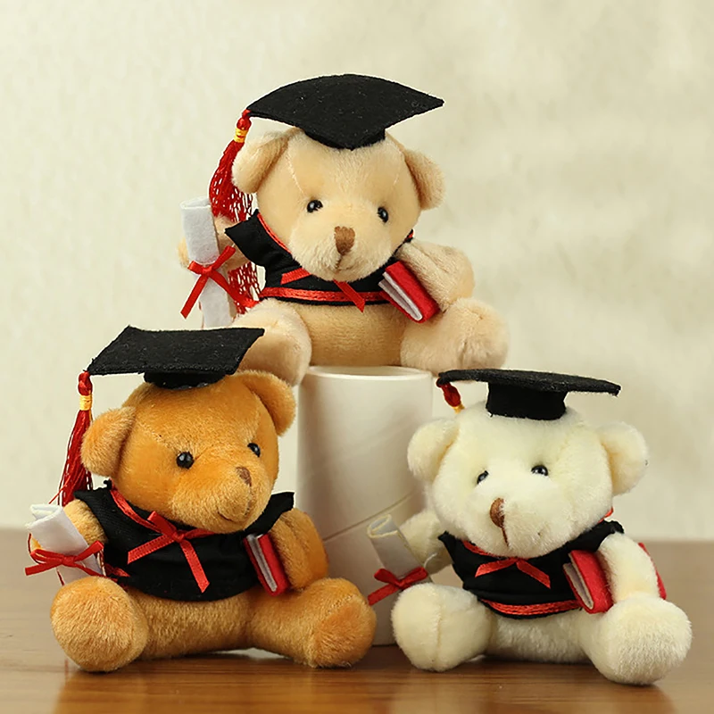 

Cute Plush Pompom Teddy Dr. Bear Doll Keychain Women Bear Toy Keyring Bag Pendant Party Graduation Souvenir Gift For Children