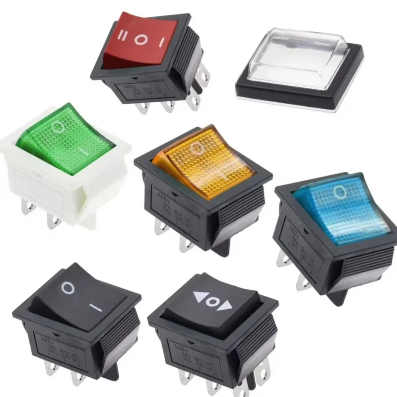 5PCS KCD4 Rocker Switch Power Switchs ON-OFF-ON 2/3-Position 4/6-Pins The arrow is Reset/Latch With Light 16A 250VAC 20A 125VAC