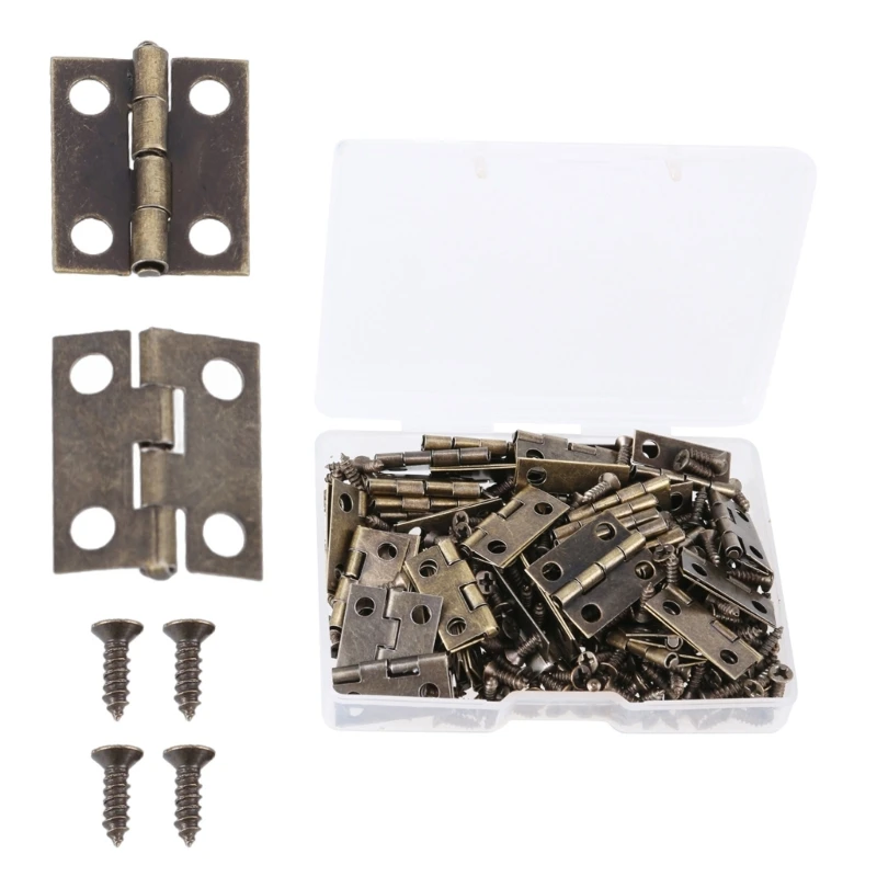 LXAF Upgrades Gold Tone Small Hinges Metal Craft Hinges with Screws Miniature Gold Hinges for Projects & Decorative Boxes