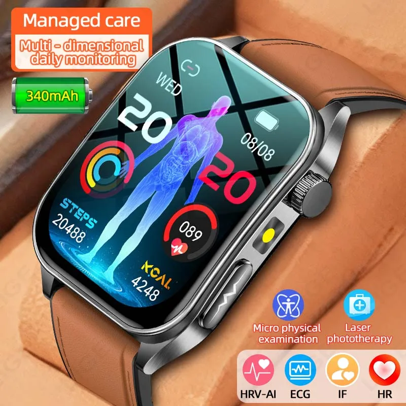 

LIGE Men's Smartwatch With ECG+PPG 650nm Laser Therapy 1.95" AMOLED Screen Uric Acid & Lipid Monitoring Heart Rate Tracker Wacth