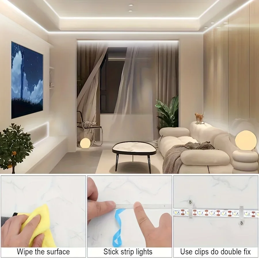 USB 5 فولت LED قطاع ضوء زر التبديل 60 المصابيح/م SMD3528 الخلفية الشريط شريط لاصق مرن غرفة DIY بها بنفسك زينة حفلة عيد الميلاد