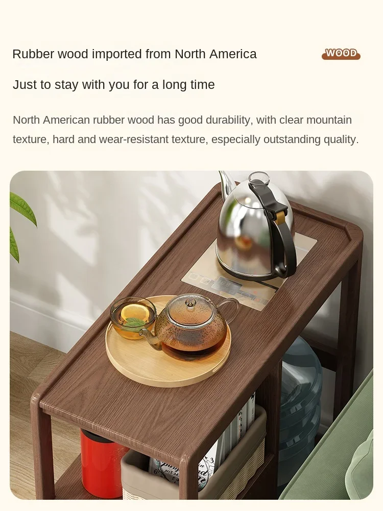 Hxl Solid Wood Mobile Coffee Table Tea Cabinet Living Room Side Table Tea Table Boiling Water Tea Cart Small Tea Table