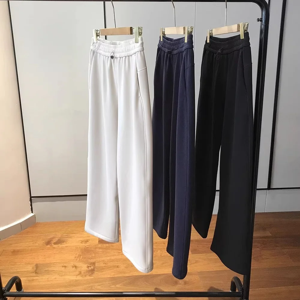 겨울용 티엔드 페이스 요가 팬츠 하이웨이스트 스트레이트 레그 캐주얼 팬츠 슈퍼 슬리밍 효과 여성 캐주얼 스트레이트 팬츠