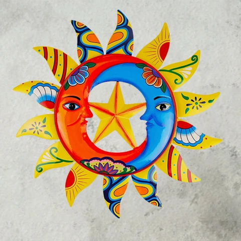 

Sun Moon Star Metal Iron Wall Art Creative Metal Art Outdoor Wall Hanging Decor Metal Home Garden Decoration for Garden Party