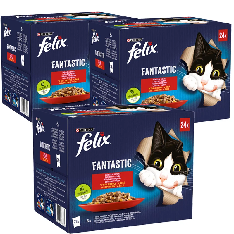 Felix Fantastic Cat Food Country Flavors In Jelly 2.04 kg 85 g x 72