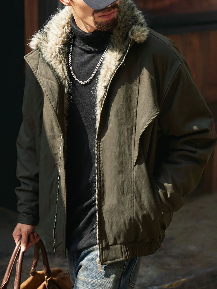 Abrigo de algodón de piel de visón falsa de Jaet para hombre Retro americano Sle, textura de pico de trigo cálida para invierno, águila de montaña con sentido