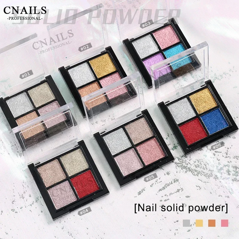 

Solid Nail Powder 4 Color Metallic Chrome Holographics Flakes for Manicure Pigment Nail Art Decoration 1.2g/Box Dipping Powder