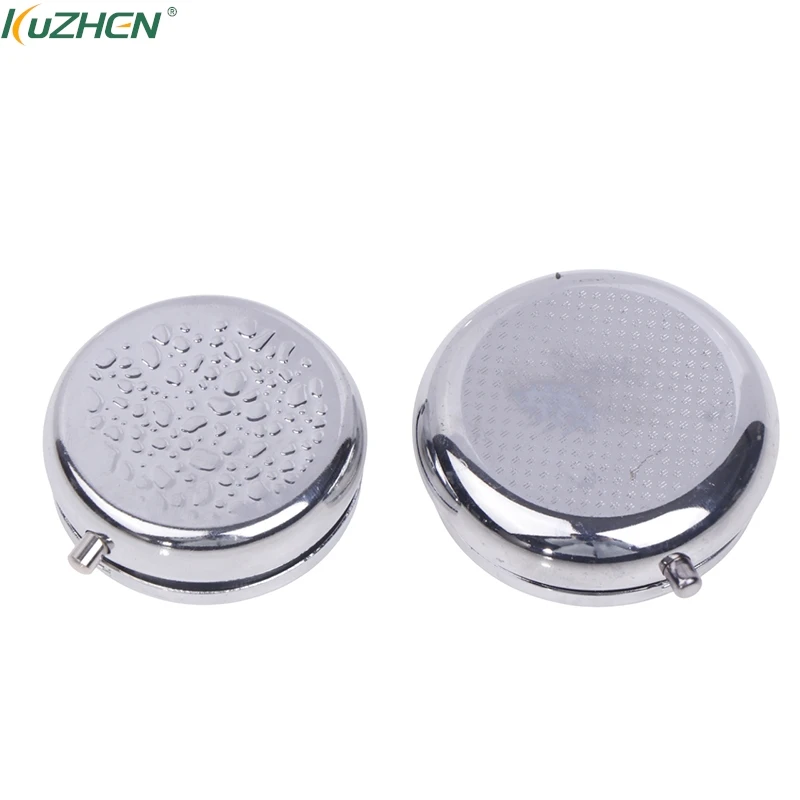 1Pcs Metal Pill Boxes Stainless Steel Round Pill Boxes Medicine Organizer Container Medicine Case Splitters Pill Candy Box