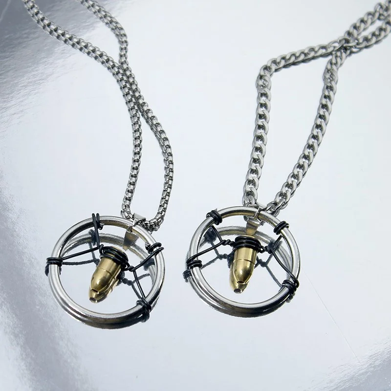 Game Punk Cosplay Necklace Unisex Cyberpunk Metal Retro Bullet Pendant Carnival Party Jewelry Accessories Gift