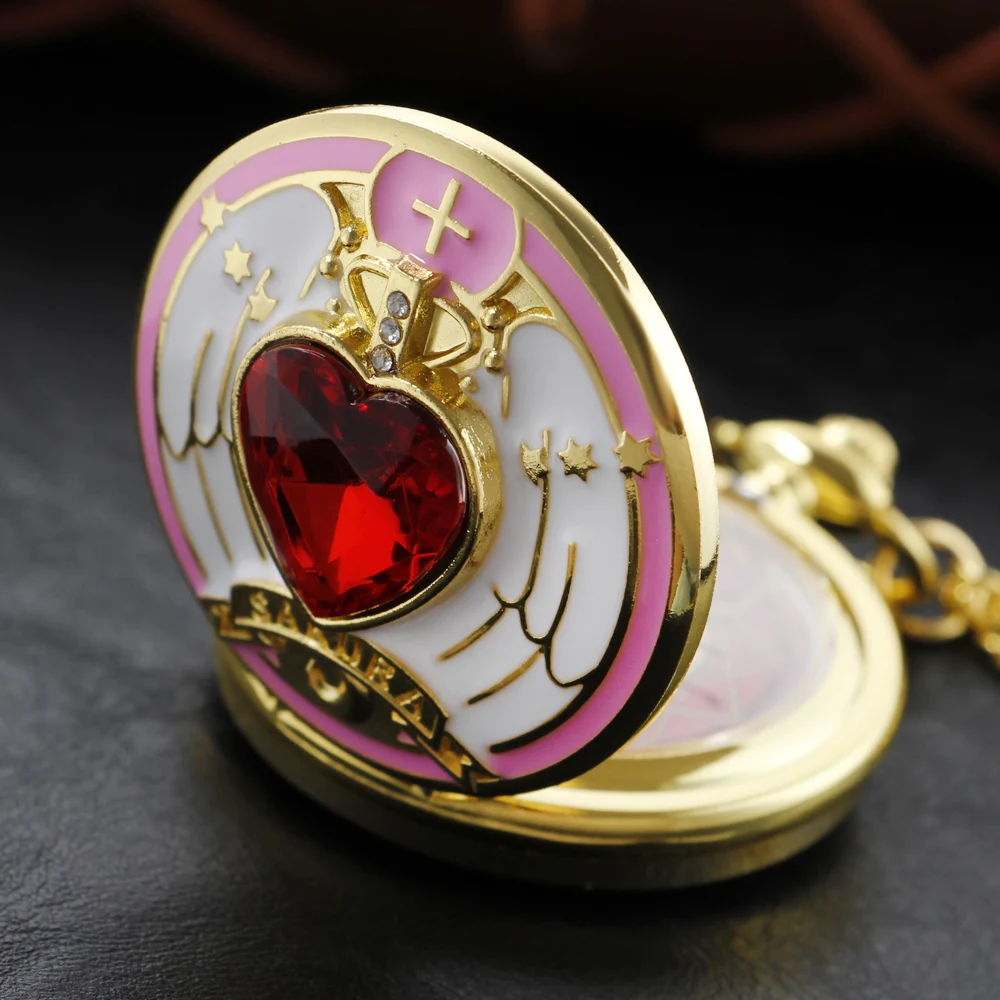 Red Love Kunta Brand Exquisite Quartz Pocket Watch Fashion Pendant Necklace Male and Female Students Festival Gift