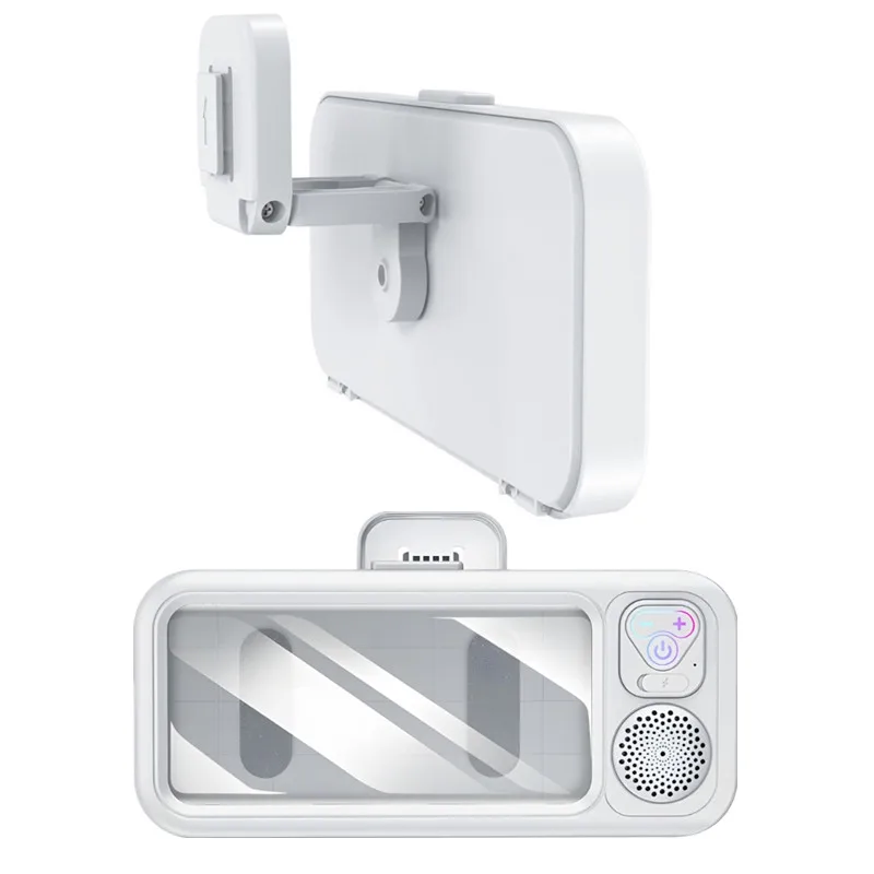 Shower Phone Holder With Bluetooth Speaker 360 Rotation Wall Phone Mount For Shower Waterproof Anti Fog For 4-6.9" Phones