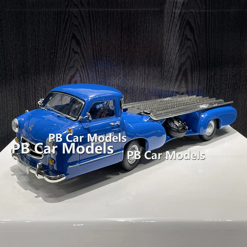 IVY Blue Miracle 1:18 Trailer Transport Car Renntraporter Alloy Car Model