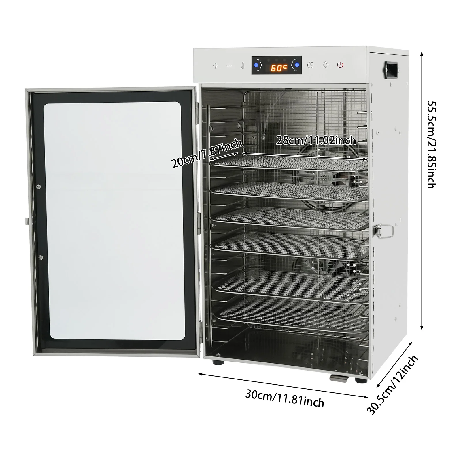 18 Trays Food Dehydrator 304 201 Stainless Steel Fruit Dryer 800W Commercial Food Dryer Machine for Meat, Fruit, Beef, Pet Food view 3