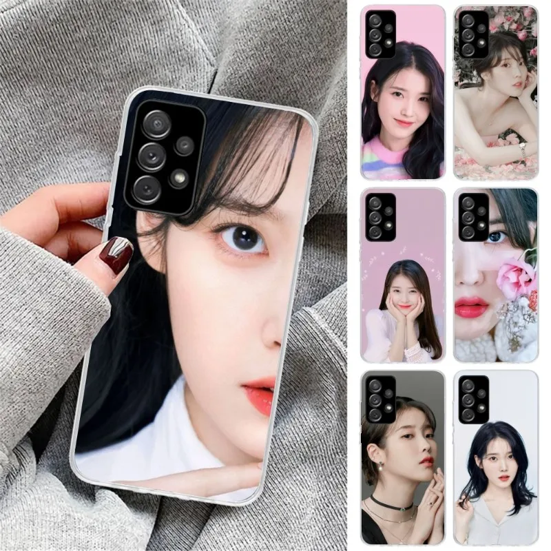 IU Lee JiEun Smart Phone Case for Samsung Galaxy S23 S22 S21 Plus Ultra A12 A32 A53 Clear Phone Cover Funda