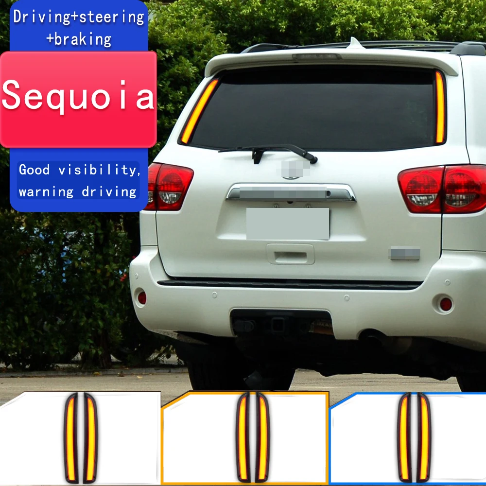 

2Pcs LED Bumper Light Rear Fog Lamp Brake Light Dynamic Turn Signal Pillar Light For Toyota Sequoia 2007 2008 2009 2010-2021