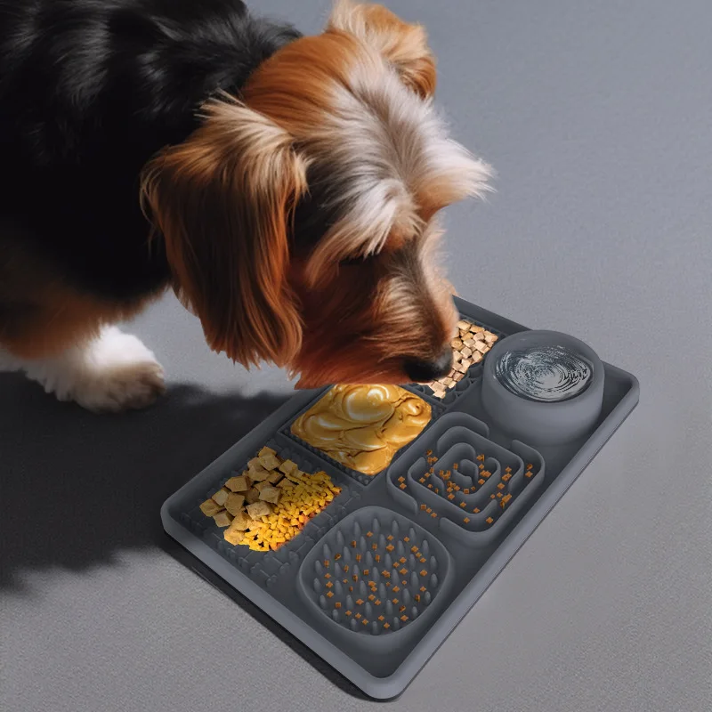 Slow Feeder Bowl Lick Mat for Dog, Silicone Interactive Pet Food Mat, Feeding Licking Pad for Dog and Cat, Healthy Eating Puzzle