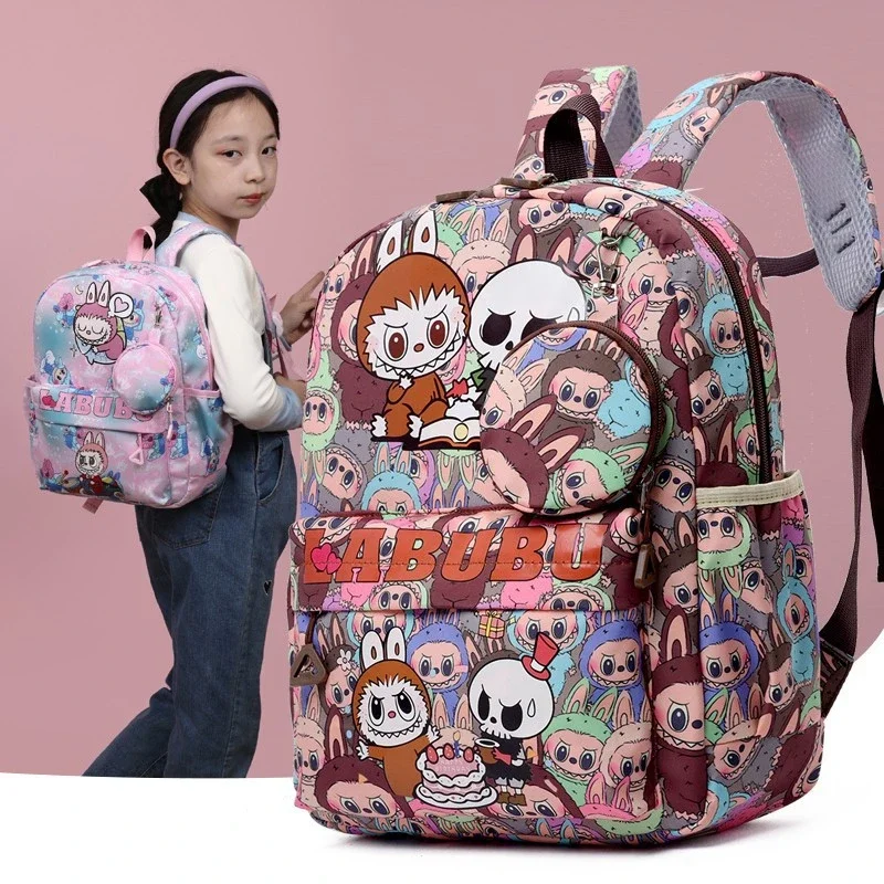 

New Cute Children's Backpack Cartoon Print LABUBU Schoolbag for Primary School Students Fashion Light Kindergarten Backpack