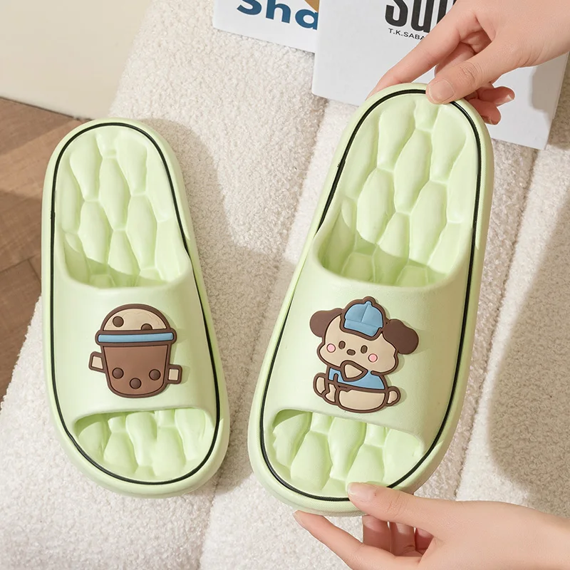 Fashion new cute cartoon pattern men's and women's summer beach flip-flops soft-soled non-slip bathroom silent sandals