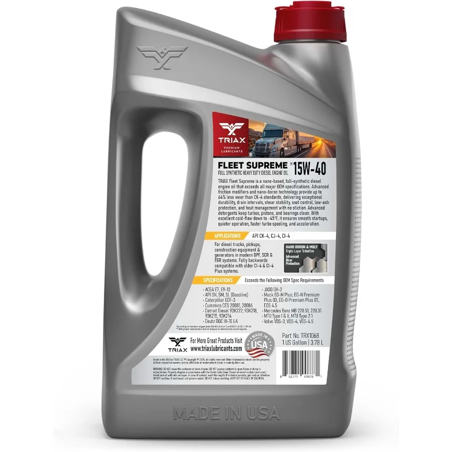 Fleet Supreme 15W40 API CK4 زيت محرك الديزل الاصطناعي الكامل الثقيل مولي بورون الاحتكاك تعديل استنزاف ممتد 4 جالون Pa #2