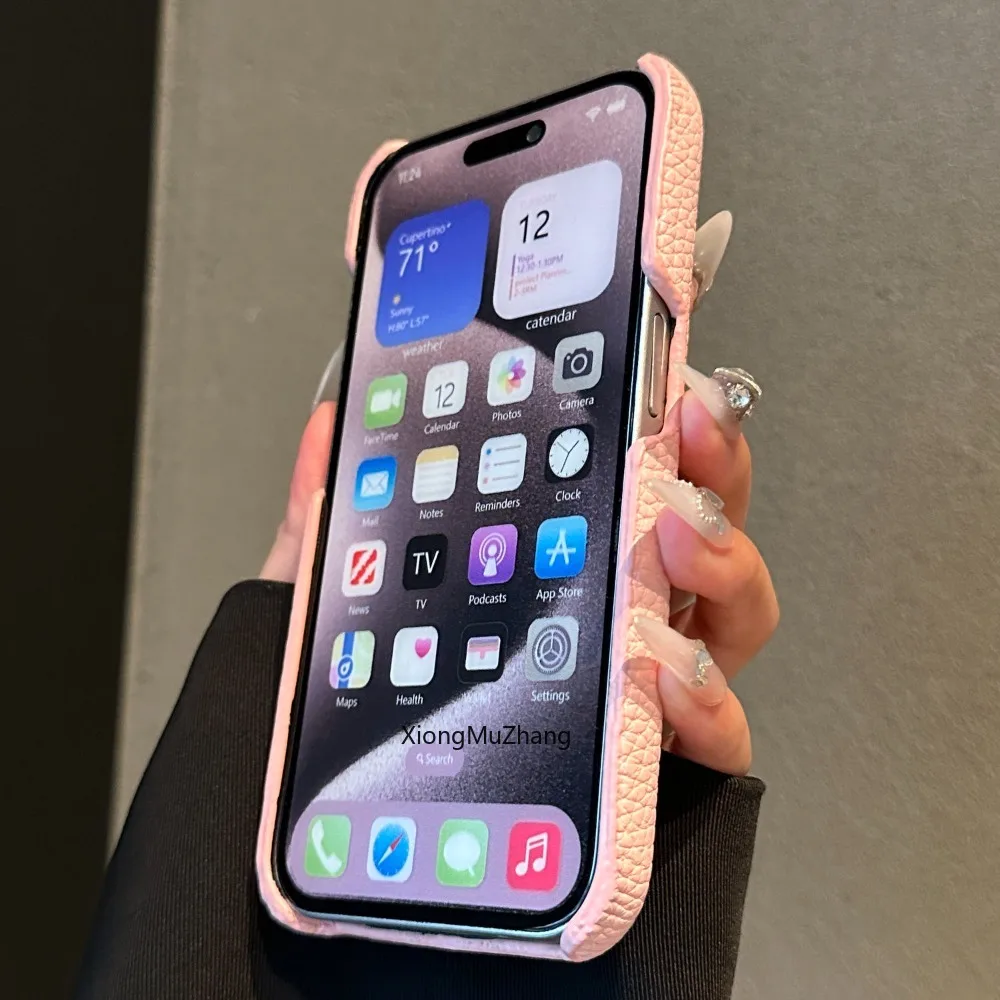 Per IPhone 14 Pro Max custodia con strass in pelle rosa Bling Diamond Crystal Girl 15 Plus 14 12 14 Pro Max XS X XR Cover antiurto