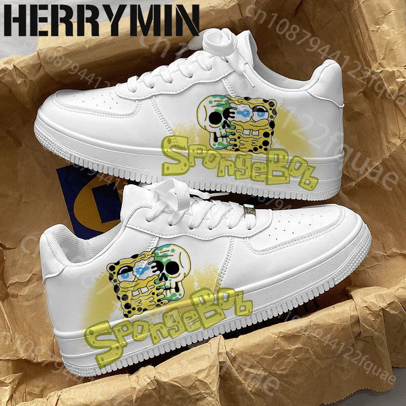 

Обувь для взрослых с принтом Губки Боб, мужская и женская водонепроницаемая кожаная четырехсезонная дышащая обувь, подарок на Рождество