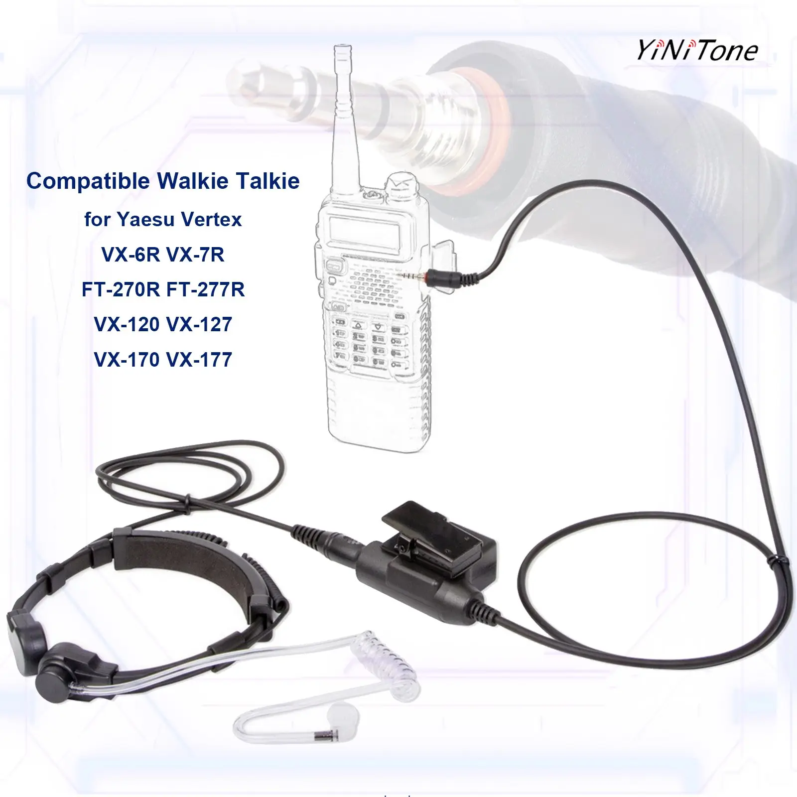 Headphone Set for Yaesu Vertex VX6R FT270R walkie talkie 7.1mm telescopic throat controlled noise reduction headset with U94 PTT