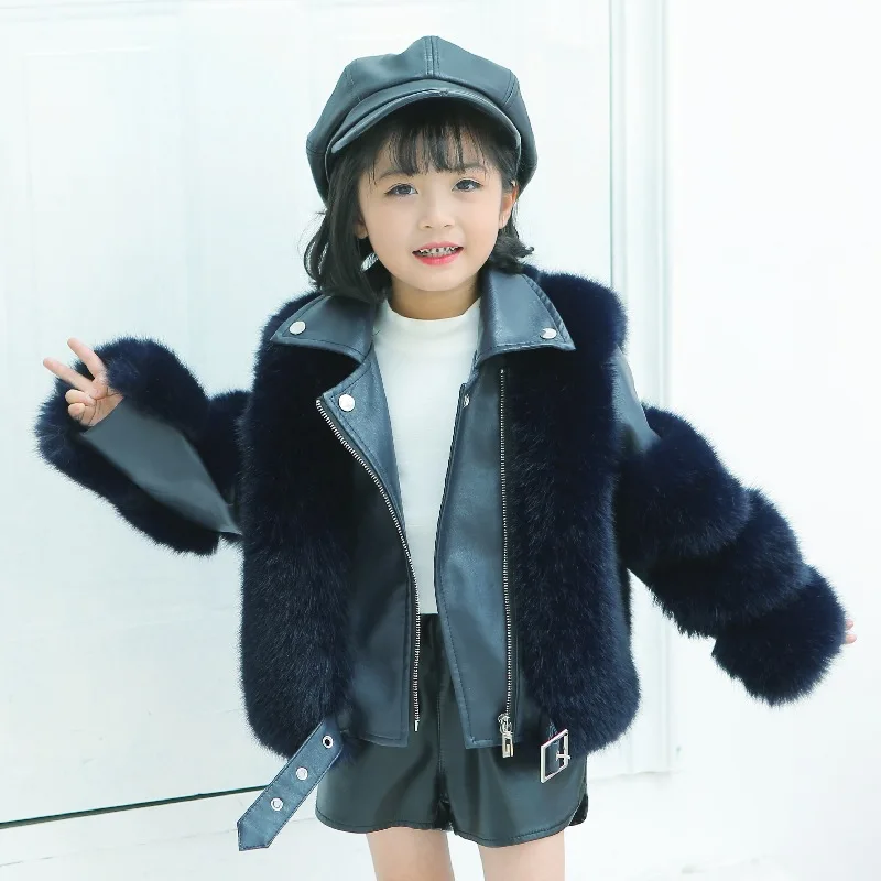 Girls Fur Coat Jacket Cotton Outwear Overcoat 2022 Vintage Warm Thicken Plus Velvet Winter Autumn Teenager Fuzzy Children\'s Clot