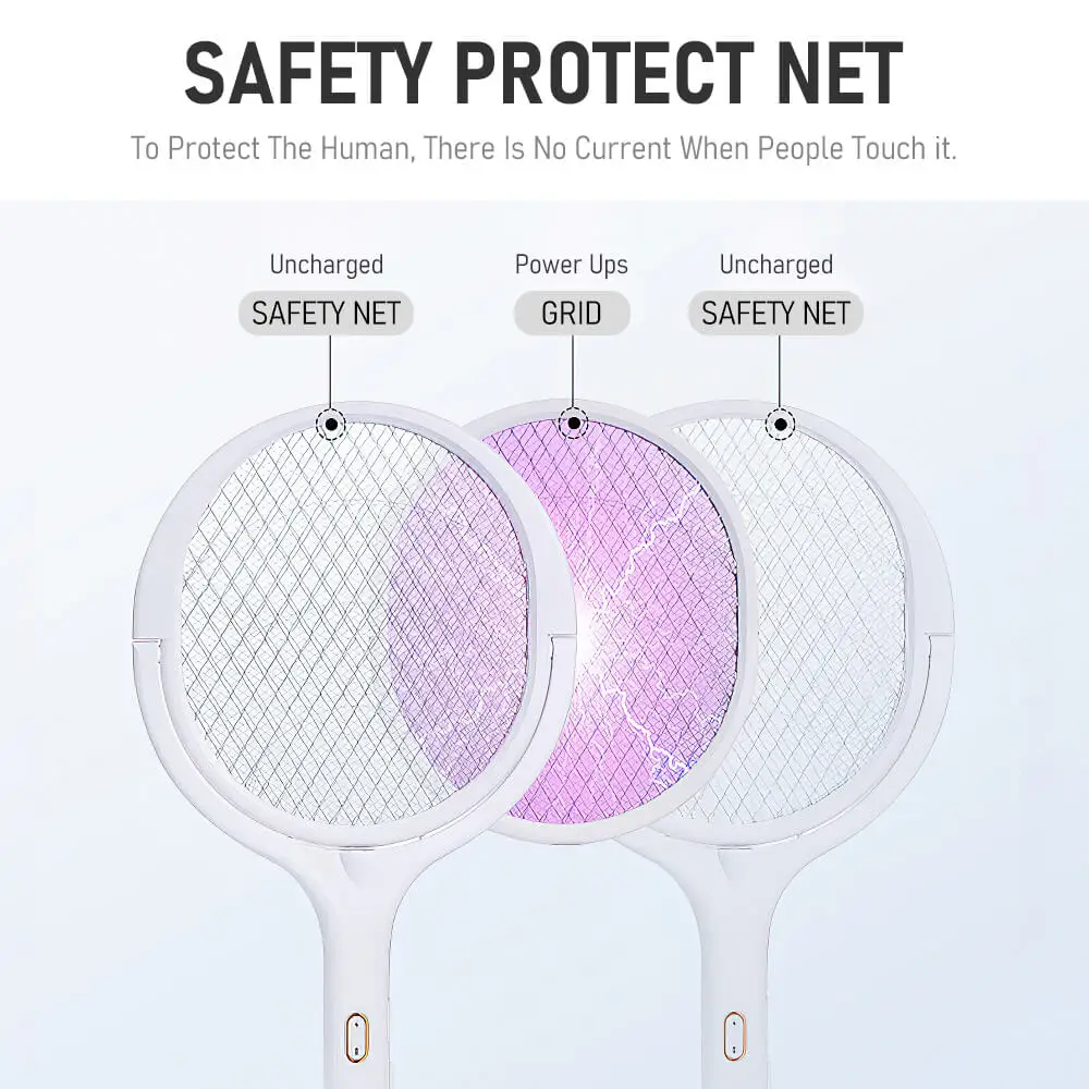 Elektrische Vliegenmepper Racket Roterende Kop Type-C Oplaadbare Bug Zapper Racket Mosquito Zapper Racket Mug Wesp Killer Indoor