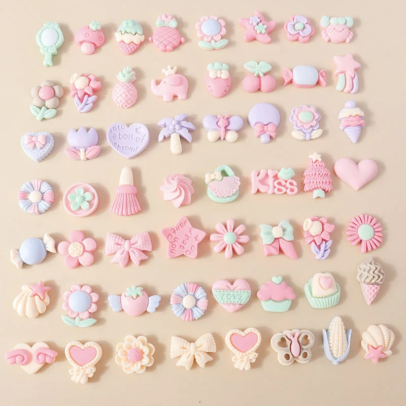 15pcs New Kawaii Summer Vacation Pink Flower Heart Butterfly Ice Cream Star Resin Earrings Charms Diy Jewelry Making Accessories