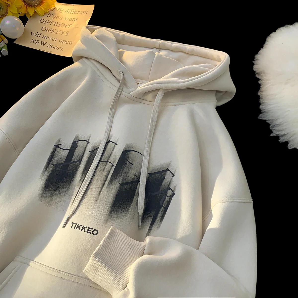 

Утепленная флисовая толстовка с капюшоном для мужчин, весна-осень, в американском ретро-стиле, плотная, модная, свободного кроя, для мальчиков