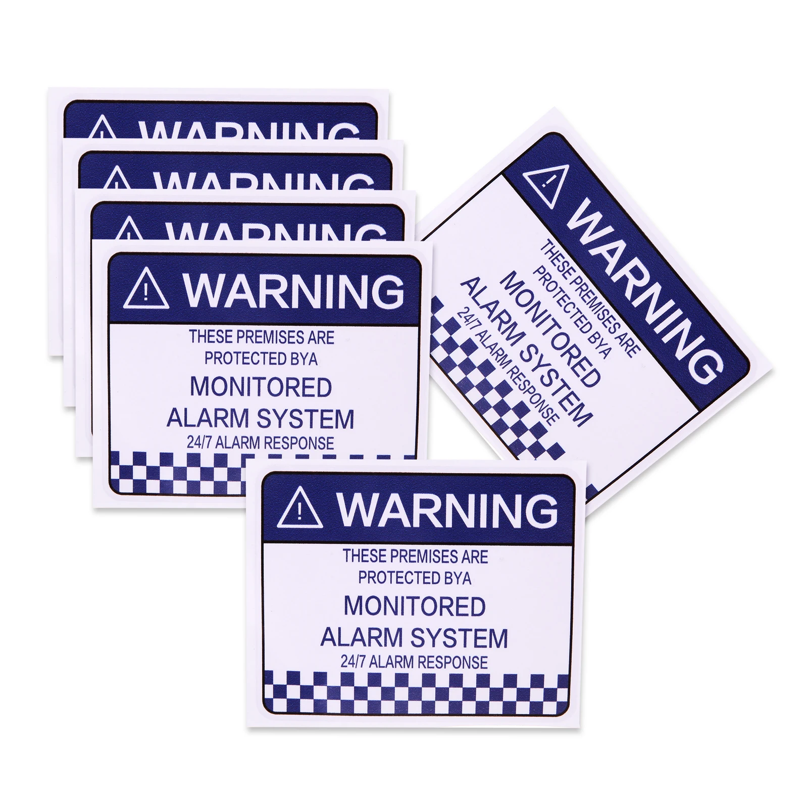 8pcs 100 x 80mm Car Office Sign Monitored Alarm System Letter Print PVC Warning Security Stickers Self Adhesive Home Waterproof