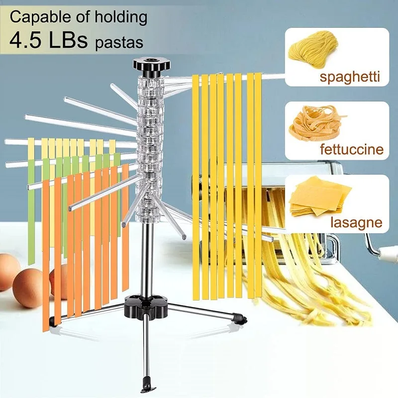 Collapsible Pasta Drying Rack with BPA-Free Acrylic Rods, Spaghetti and Noodle Dryer Rack, Easy Storage Compact and Quick Set-Up