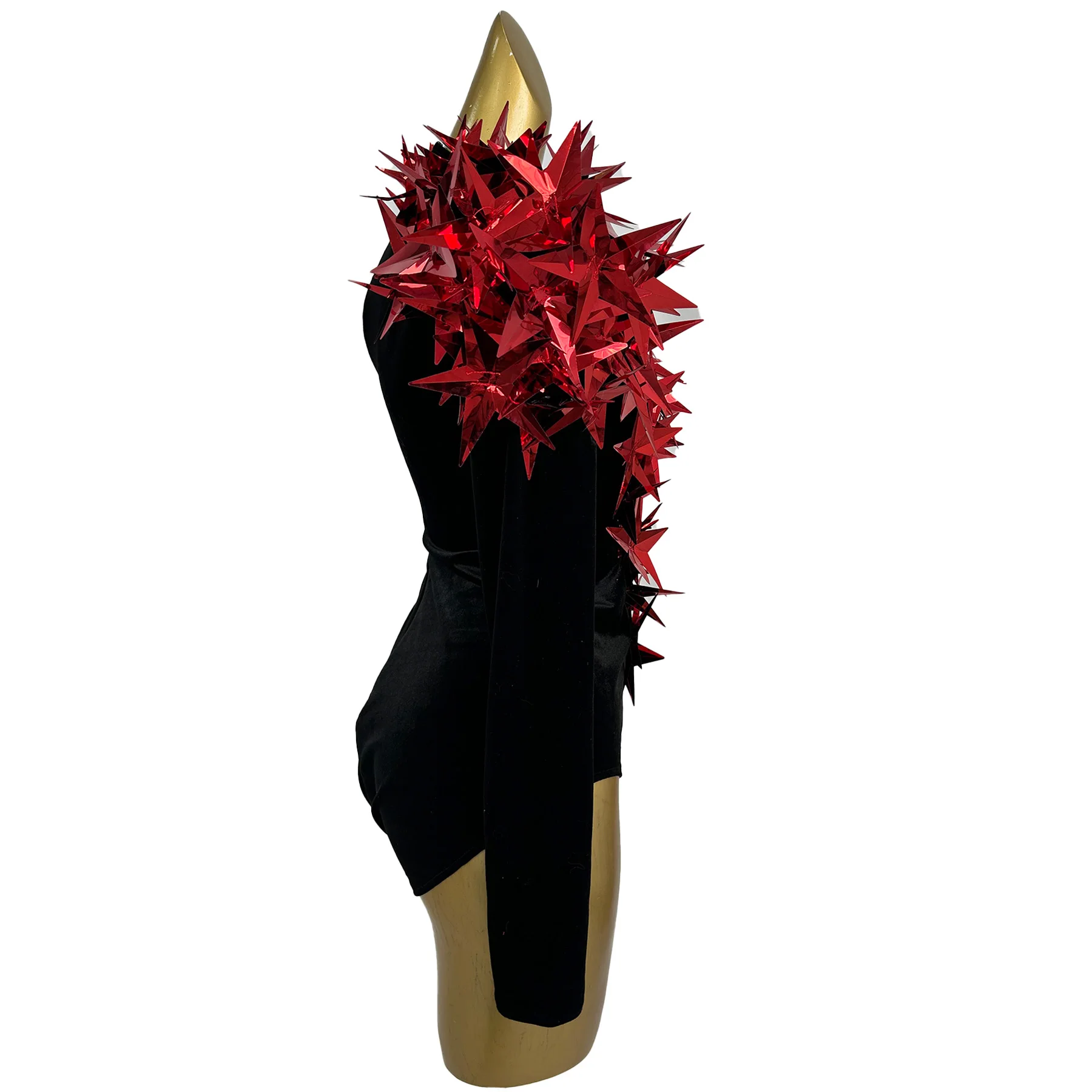 

Litixing Luxury Women Party Jumpsuit Sexy See Through Mesh V-Neck Black Velvet Tight Shorts 3D Star Bar Birthday Prom Dress