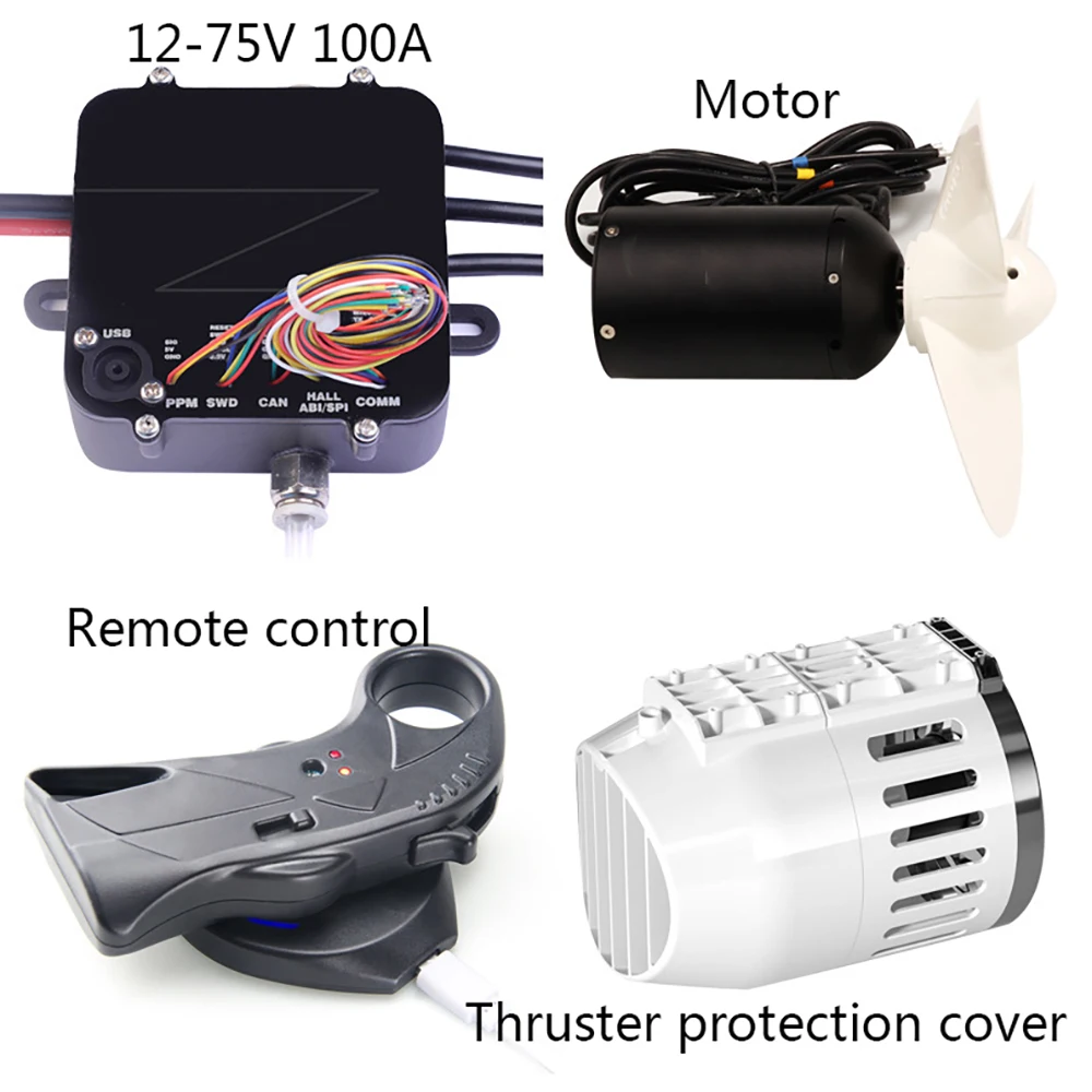 ApisQueen AU30 14S 2KW 30Kg Underwater Thruster With ESC Control And Remote Control For Paddle Board/ROV/Boats