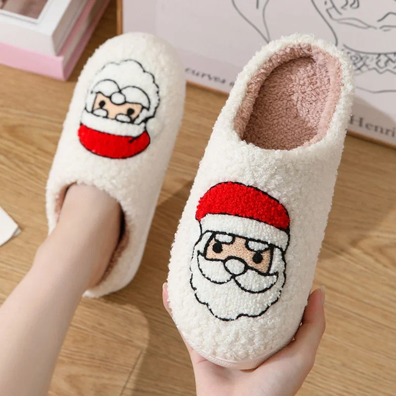 

Cartoon Pattern Christmas Slippers Women Fluffy Plush Warm Winter House Shoes Woman Soft Sole Comfort Indoor Bedroom Slippers