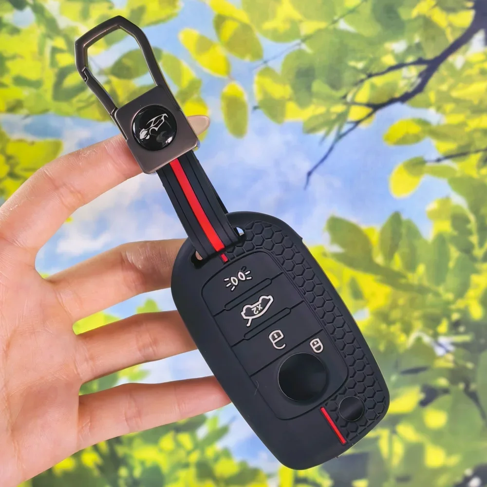 Mesh Honeycomb Red Stripe Key Cover With Keychain For Fiat Cronos Egea 500X Toro Tipo Dodge Neon Flip Key Fob Protector