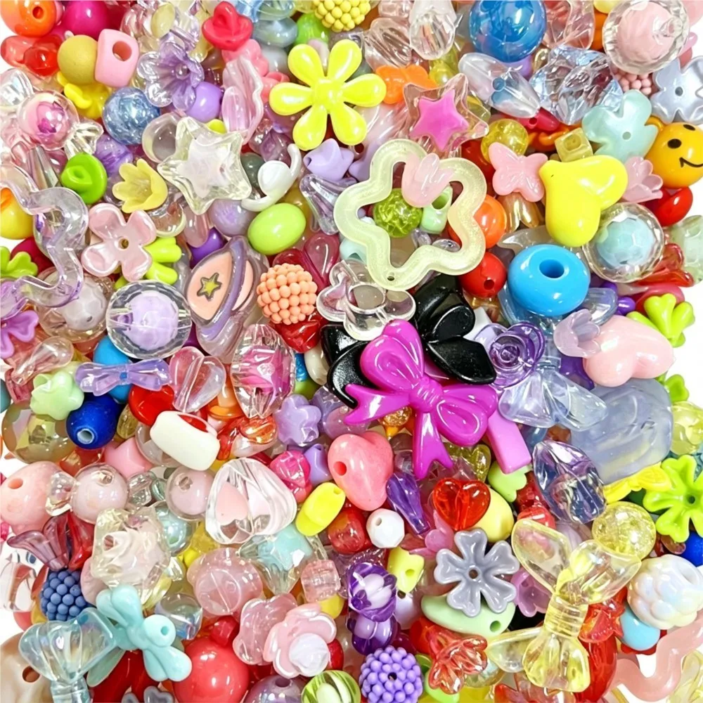 50g Mixed Acrylic Flowers Bow Loose Spacer Bead For DIY  Keychain Necklace Bracelet Phone Chain Jewelry Making Accessories view 2
