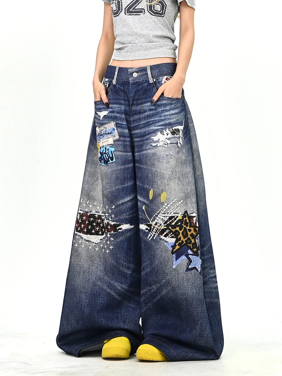 

Джинсы Waed Denim женские, весна 2026, свободные, в корейском стиле, уличные, длинные брюки в пол