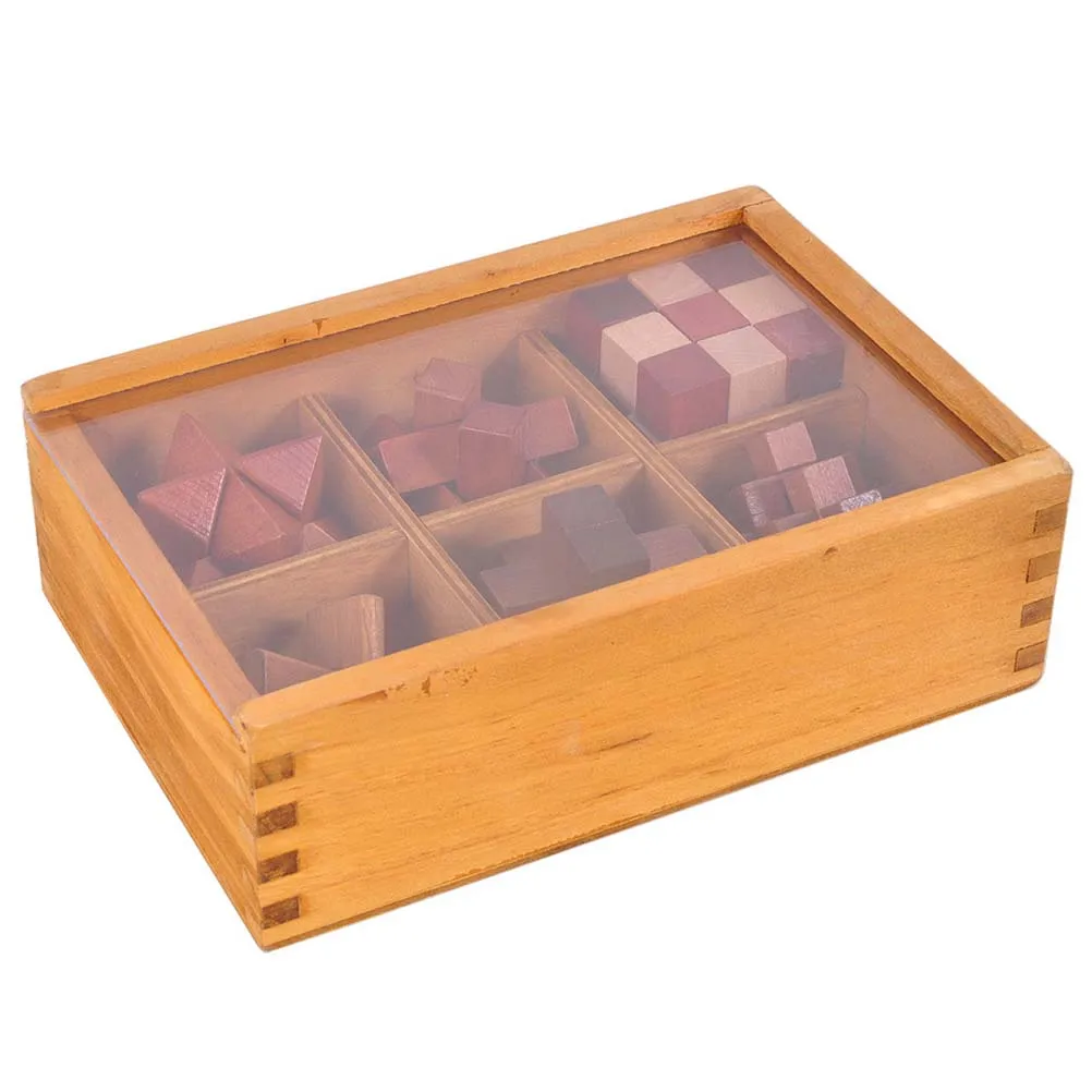 

6pcs 3D Wooden Puzzle Ming Luban Unlock Brain Teaser For Kids Educational Hand Coordination Logic Parent Child