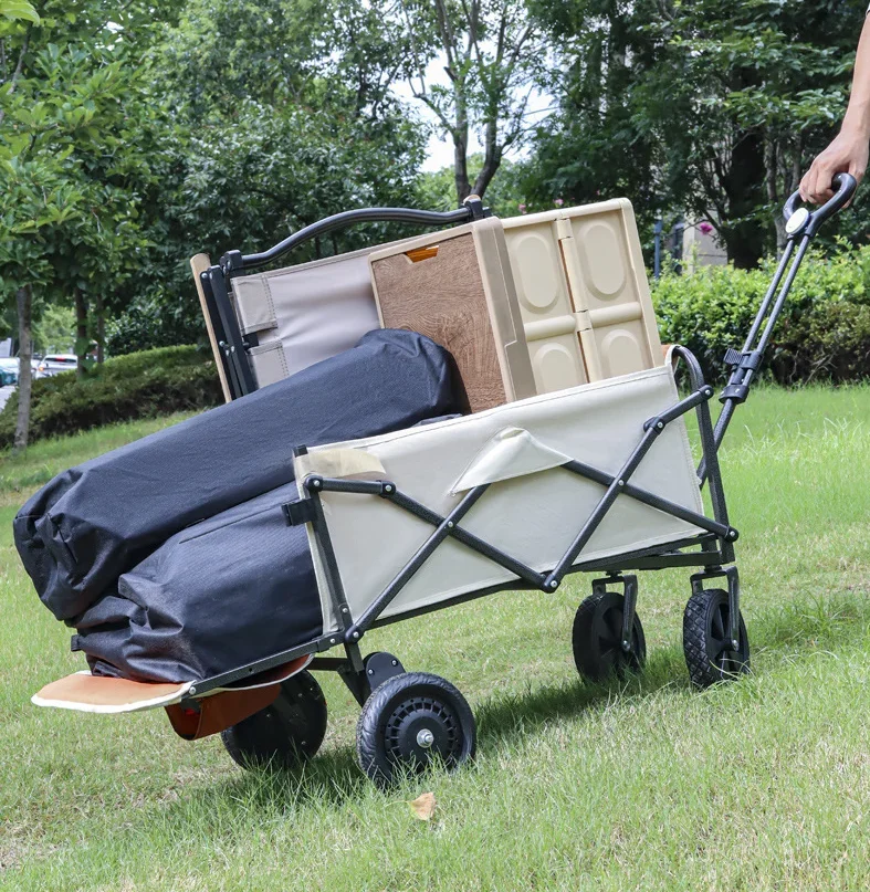 Carrello pieghevole portatile in acciaio robusto personalizzato con batteria al litio carrello pieghevole da giardino da campeggio da spiaggia