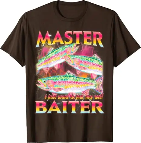 Master Baiter Lustiges, beleidigendes Angel-Meme-Grafik-T-Shirt Y2K Fischer Sarkastischer Witz Spruch T-Shirt Herren Outdoor-Kleidung Neuheit – Detail 3