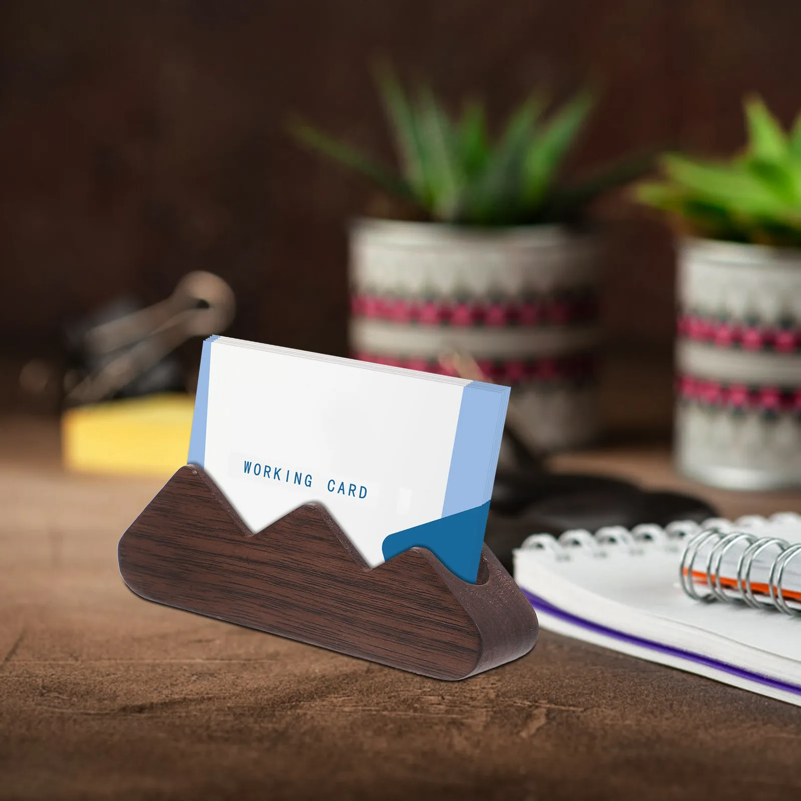 Business Card Holder Wooden Desk Display Stand for Enterprises Institutions Exhibitions Offices Hotels Restaurants Name Cards