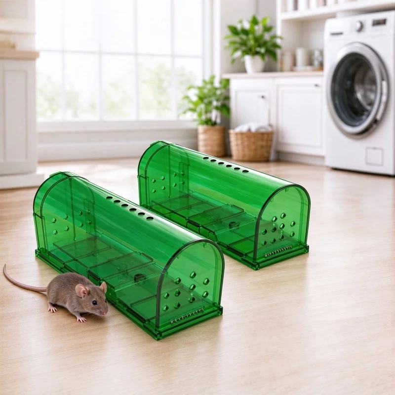 1Set Plastic Humane Mouse Trap Smart Transparent Rat Catcher Cage Reusable No-Kill Catch Safe Firm Warehouse Indoor Outdoor