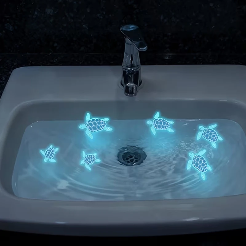 Glow-in-the-Dark Turtle Bathroom Stickers Self-adhesive Sink Wall Sticker Waterproof Bathroom, Bedroom Decals Home Decor