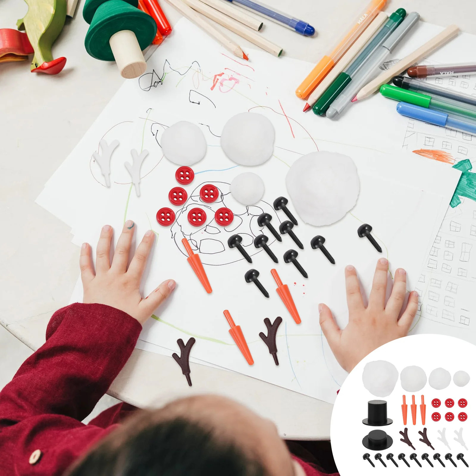 3Sets DIY Snowman Kit Christmas Ornaments High-Quality Eco-Friendly Safe for Children Snowman Accessories DIY Material Set