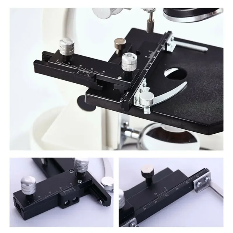 Soporte de Metal para microscopio, etapa mecánica de X-Y con graduaciones para Microscopio Laboratorio Slide Accesorio Telescopio Tools