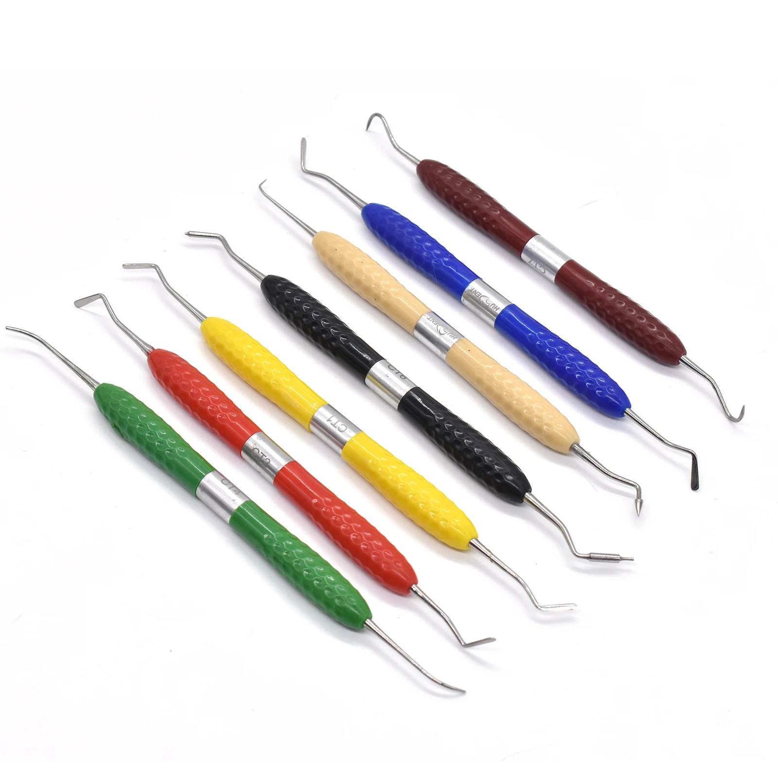 

7PCS/SET Dental Resin Filler Set Plastic Dresser With Silicone Handle Aesthetic Restoration Kit for Resin Knife Spatula Tool